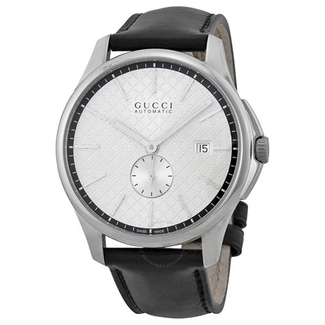 gucci g-timeless silver dial black leather men& 39|gucci g timeless watches.